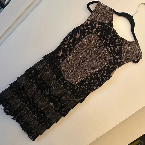 BCBGMaxAzria Black and Nude Lace Dress - Picture 5 of 9